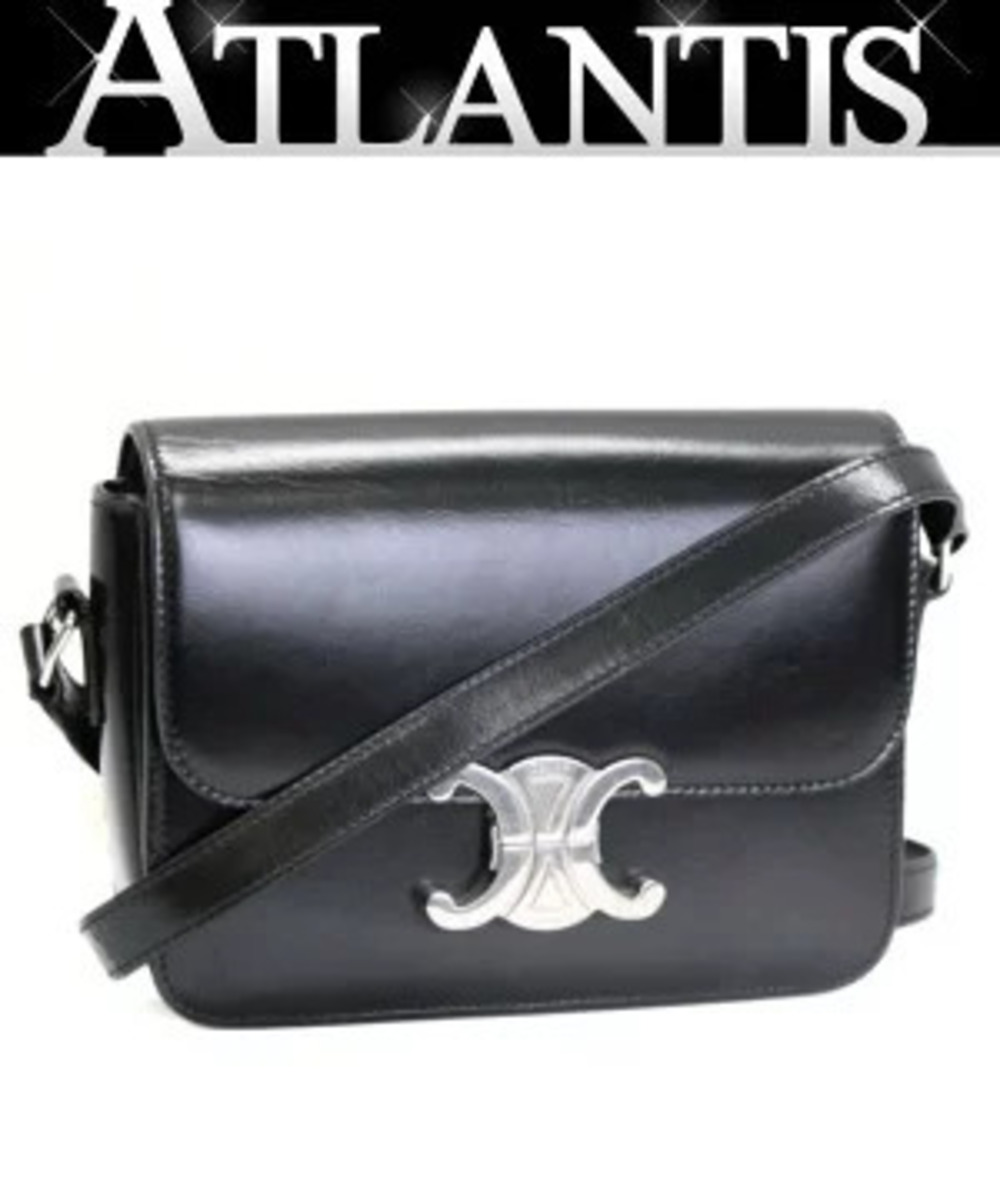 Celine Teen Triomphe Shoulder Bag Leather Black